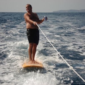 Wake boarding Rub "N" Tug style