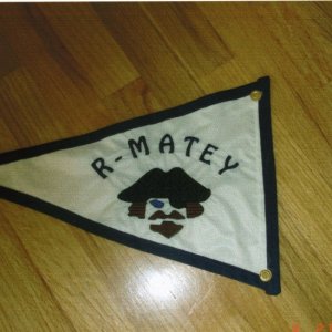Oct 2005: For the R-Matey, a burgee created and stitched by Linda (Two Lucky Fish).