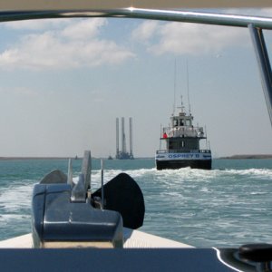 Coming up the ship channel - drilling rig outbound