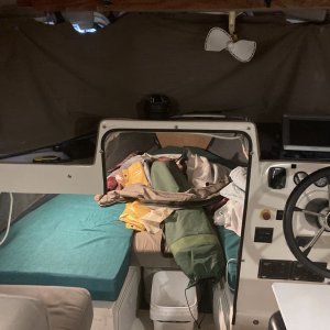 Cut out of port wall by v-berth