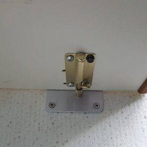 spring loaded barrel bolt mounted under drop leaf