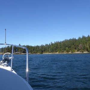 I was hoping to get to the town of East Sound, but the 20-25 kt winds from the North persisted all day, so I camped out here at Obstruction Pass State Park for the day and night. All three State buoys were open.