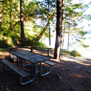 One of several camp sites over looking the bay