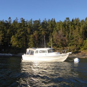 Returning to the boat just before sunset.