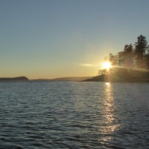 Sun setting, looking towards East Sound entrance