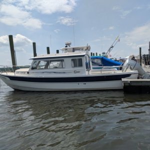 at dock, port side view