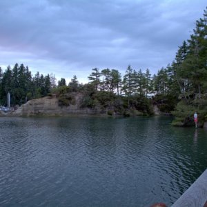 High tide, the trail I was walking on a few hours earlier now under a couple feet of water.