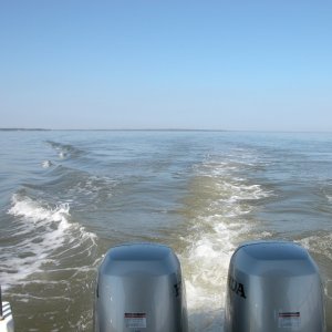 (Sea Angel) Sweet ride south down the James River from the Pagan River to the James River Bridge as we approach the Newport News Shipyard and coal piers