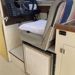 helm and fridge (used as pantry)