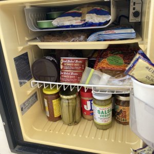 pantry - dry storage  YETI used for refrigeration on trips.