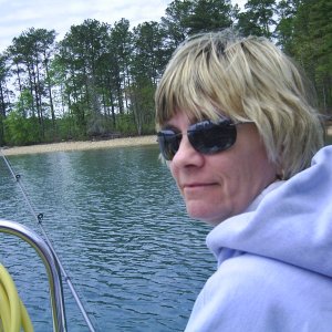 Nobody thinks she is competitive but Cathy starts right in to catch the first fish ;-)