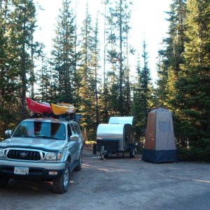 Lewis Lake YSNP. Micro camper with a shower.