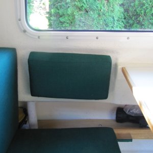 Another view of cushion we had made; velcroed to side of boat