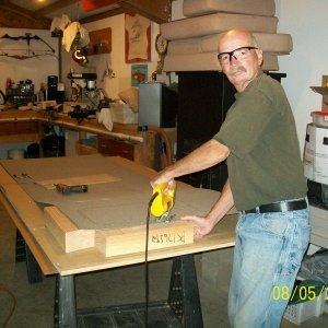 cutting the new countertop