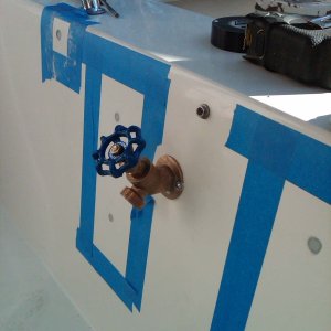 raw water hose bibb connected to switch for AC pump for washdown of muddy stuff.
