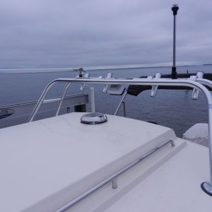 Here is the front view overall.  Anchor light and VHF Antenna.  Radar when I replenish the till.