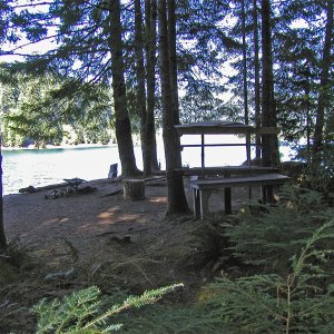 One of the camp sites on the lake