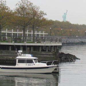 Left from Liberty Island state park 9:00 am 10/24/12 dreary morning. Left truck and trailer across the street in a gated mini storge. Ran 44 miles down NYC harbor to Sandy Hook and down the coast to the Manasquan Inlet to pick up the Intercoastal waterway.