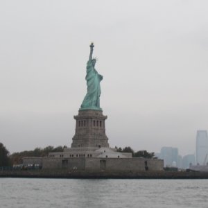 The Statue of Liberty with New York City in the backround