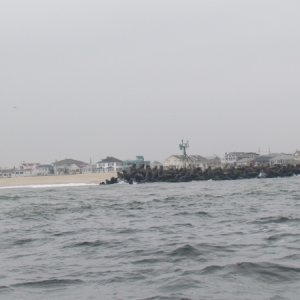 Jetties at Manaquan Inlet the concrete looks like big jacks