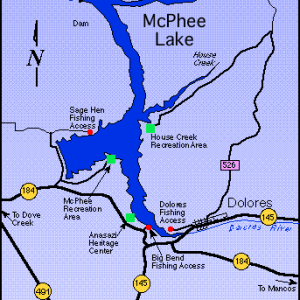 Map of McPhee Reservoir, Colorado