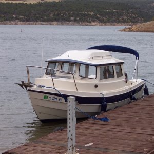 First time tied to courtesy dock at House Creek.