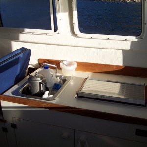 Sink and Wallas stove/heater.