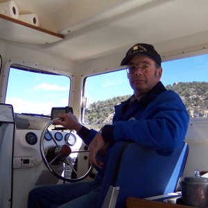 C-Swell underway with Bill at the helm.