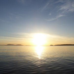 Sunset behind Patos Island from Shallow Bay