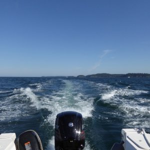 After being flat calm all weekend, the winds picked up on Monday morning, but there was good protection from islands the entire way back