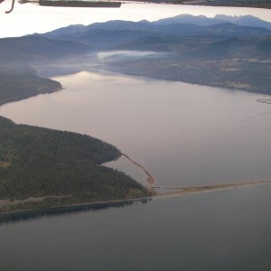 Sequim Bay from 2000ft, looking SSW towards the Olympic mountains.  John Wayne Marina is on the right edge, 1/3rd of the way down.