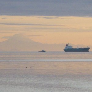 Mt Baker across the Strait's, with some local traffic from Port Angeles.