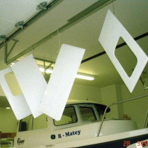 June 2005:  First coat of paint on the bulkhead doors.