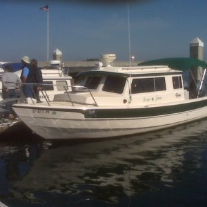 "Dora~Jean" relaxing in the rare sunshine at South San Francisco Marina