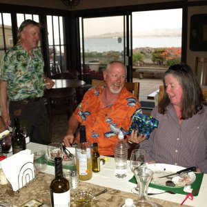 Roger and PJ receive a "seniority" award from Captain Jim.