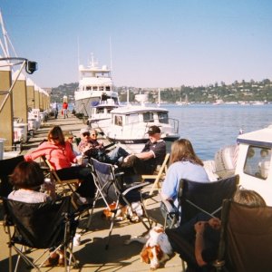 The lineup in Sausalito - Comparing our tattoos.
