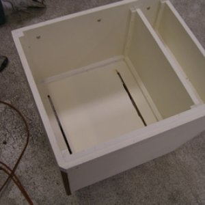 Box seat rebuilt with tracks cut in bottom.