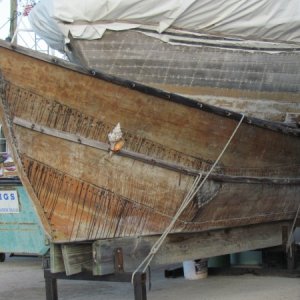 Low mileage cream puff in Marathon. Check out the conch style decor on the bow of this unit.