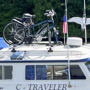 Rarely, I will place a bike rack on the roof.  This is just to get an idea where it is positioned.  I don't know if the rack sits high enough to clear solar panels. I'll cross that bridge later.