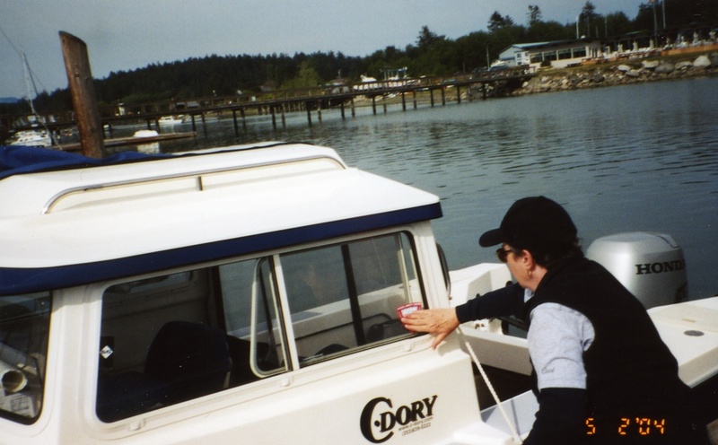 1 May 2004 Lopez Island 
Applying the safety inspection sticker.