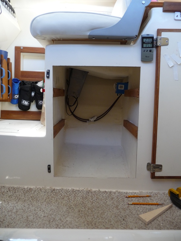 1. Rough Opening with backing in place to fasten drawer box to.