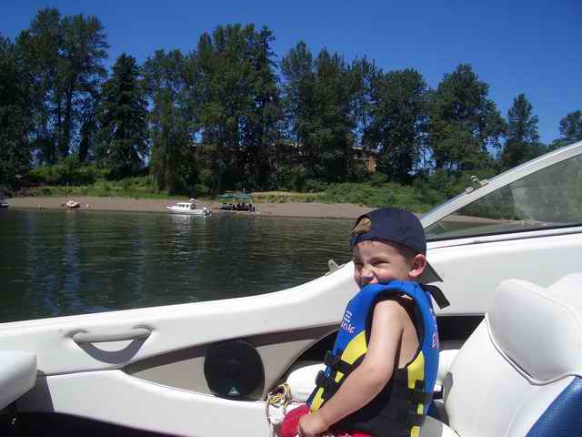 20060708 - 07 Boating on Willamette River - Does any see a happy Connor & a C-Dory