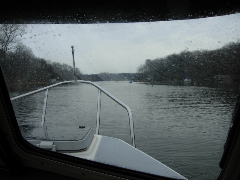 A little rain and drizzle. This is CD heaven. It was a gray day but the seas were flat. We went out of Spa Creek and up the Severn River to my home port, which is between Brewer and Clements Creeks. Nice morning in late March to be out on the Severn.