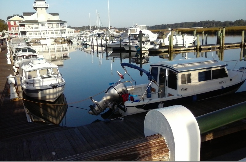 All 4 C- Dories tied up at the Smithfield Station. We had  a nice little gathering. The boats involved; Delfin, Osprey,  Karma, and  Skimmer.