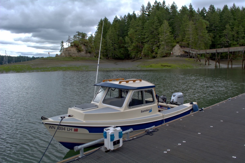 At my desination for Day 1 - Jarrell Cove inner dock.  Looks like I may need to add Shore Power to Bambina, wasn't expecting such luxury at a State Park.