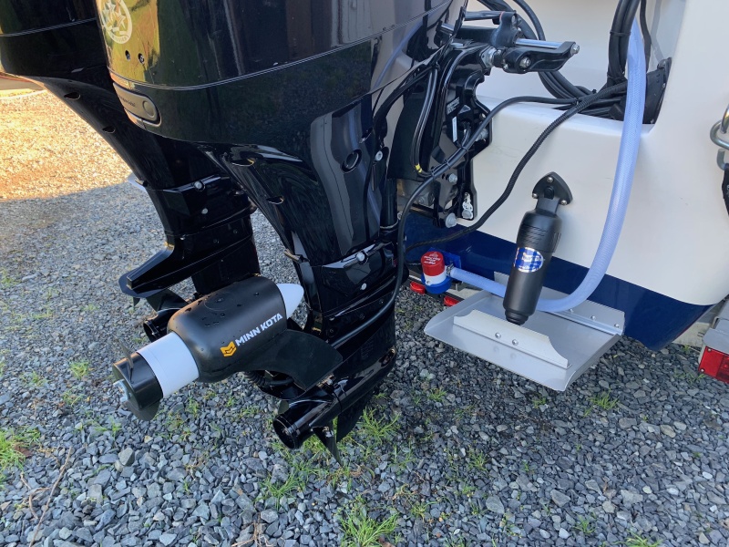 Bait tank pump and electric trolling motor.