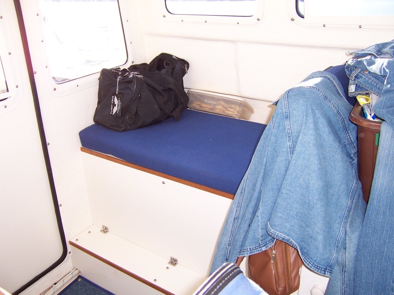 Bench seat with storage underneath.