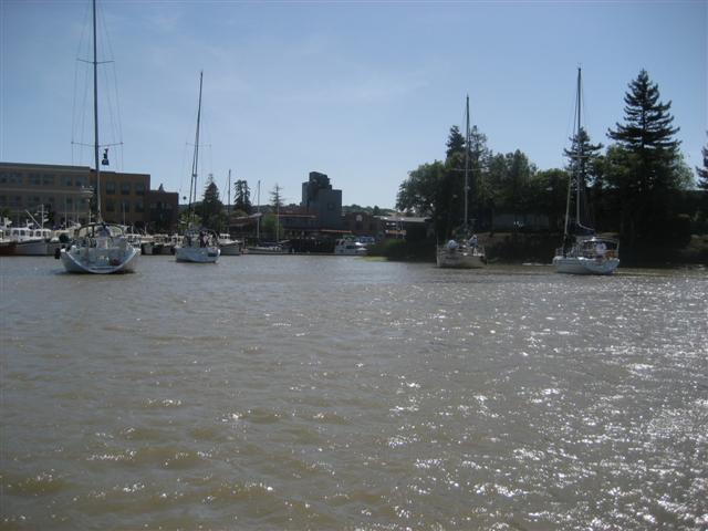 Boats maneuvering at Petaluma