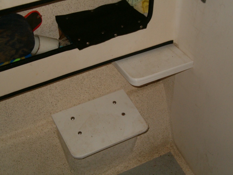 C Dory steps might be OK for young people but us old guys need more step area. So I added a couple Starboard ones to the port side.