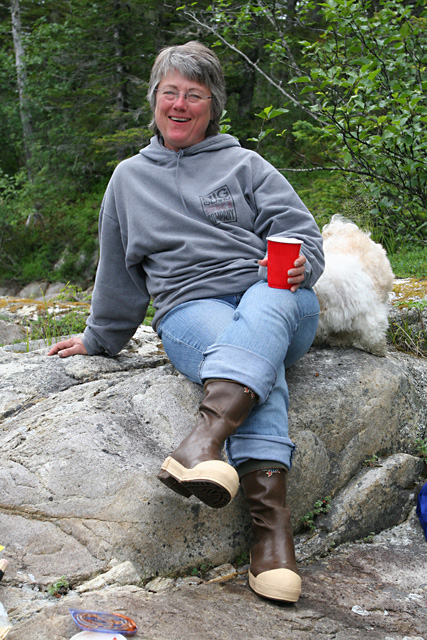 Caroline enjoys a toddy.